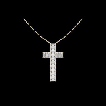 Religious Crucifix Statement Charm Featuring Baguette Moissanite