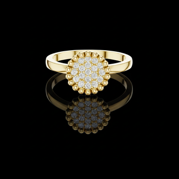 0.17 TCW Dainty Round Moissanite Diamond Cluster with Beaded Halo Minimalist Promise Ring for Women