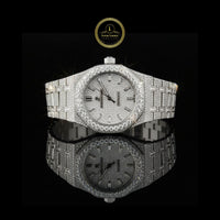 Full Iced Out White Gold Moissanite Diamond Watch with Baguette Dial