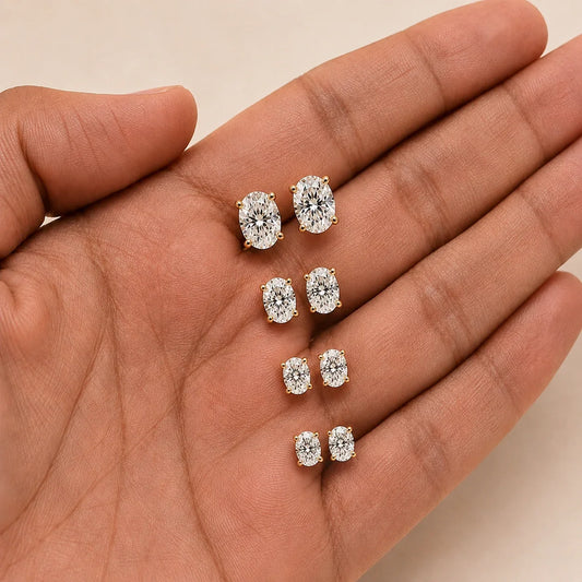 Moissanite Oval Cut Diamond Solitaire Setting Stud Earring