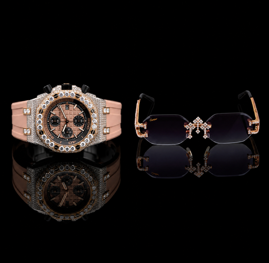 Imperial Diamond Heritage Collection Luxury Moissanite Diamond Timepiece And Signature Designer Eyewear Set