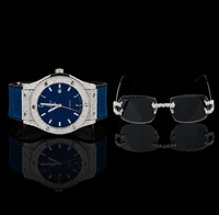 Prestige Collection Luxury Green Dial Timepiece And Signature Moissanite Diamond Eyewear Set