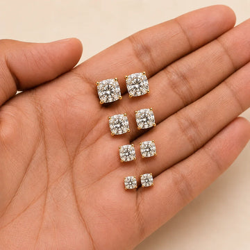 Cushion Cut Moissanite Diamond Solitaire Stud Earring