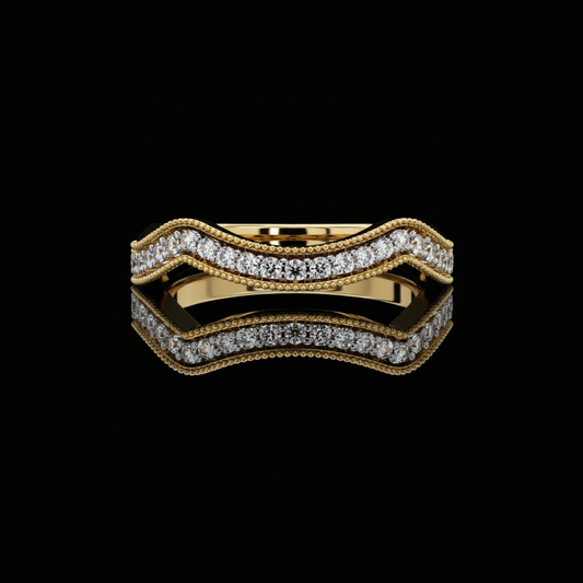 0.15 TCW Luxury Chevron Lab Grown Diamond Dainty Curved Band By Ivevar's Fine Jewelry