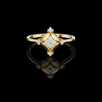 0.011 TCW Sophisticated Ring Featuring a Compass Inspired Moissanite Diamond Cluster