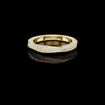 0.72 TWC Elegant Criss Cross Moissanite Diamond Band in Gold Double Row Ring for Women