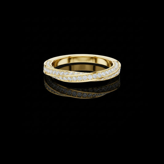 0.72 TWC Elegant Criss Cross Moissanite Diamond Band in Gold Double Row Ring for Women