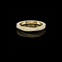 Round Cut Criss Cross Pave Moissanite Diamond Wedding Band Ring