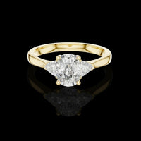 Lab Grown Oval Cut Three Stone Ring With Trillions