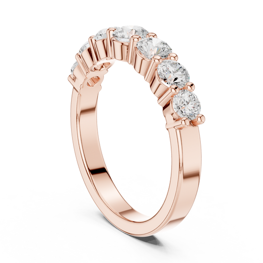 Round Cut Lab Grown Brilliant Half Eternity Diamond Wedding Band Ring