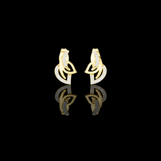 0.12 TCW AmorFlux Interwoven Curve Round Moissanite Diamond Earrings with Sparkle