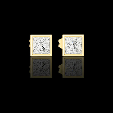 0.88 TCW Luxurious Princess Cut Moissanite Diamond Bezel Set Stud Earring