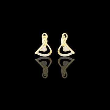 0.13 TCW Modern Gold Infinity Loop Moissanite Round Diamond Stud Earrings with Curved Pave Arc