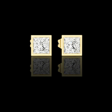 Princess Cut Moissanite Diamond Square Solitaire Stud Earrings with Bezel