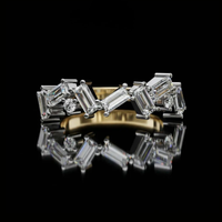 0.56 CT Shiny Baguette and Round Moissanite Diamond Band Modern Geometric Eternity Luxury Fine Jewelry