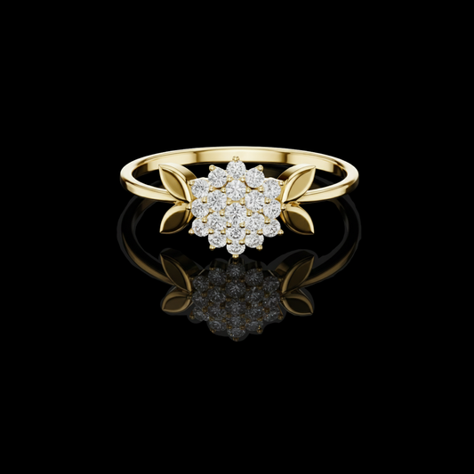 0.021 TCW Charming Ring with a Clustered Moissanite Diamond Blossom and Elegant Petal Accents