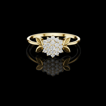 0.021 TCW Charming Ring with a Clustered Lab Grown Diamond Blossom and Elegant Petal Accents