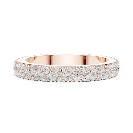 Round Cut Double Row Pave Lab Grown Eternity Band Wedding Ring