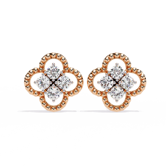0.85 TCW Luxury Floral Motif Stud Earrings with Sparkling Moissanite Diamond Inspired Cluster Centerpiece