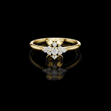 0.04 CT Timeless Moissanite Round Diamond Bloom Ring with Detailed Petal Motifs