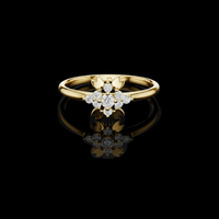 Floral Leaf Round Diamond Lab Grown Engagement Ring