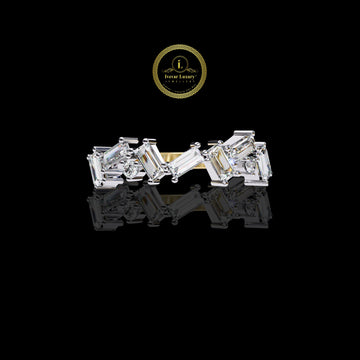 Modern Baguette Cut Moissanite Diamond Eternity Wedding Band