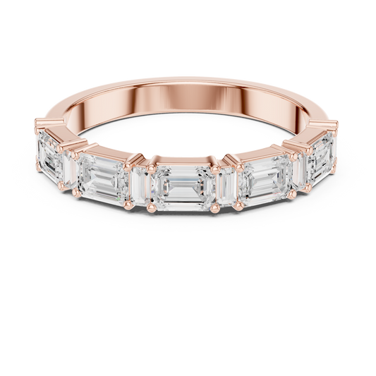 Emerald Cut Half Eternity Lab Grown Diamond Wedding Band Ring