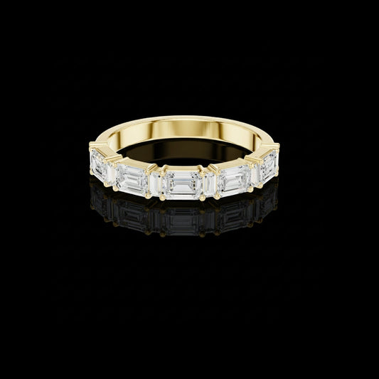 Emerald Cut Half Eternity Lab Grown Diamond Wedding Band Ring