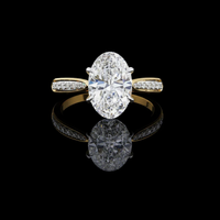 Oval Cut Pave Setting Moissanite Diamond Ring