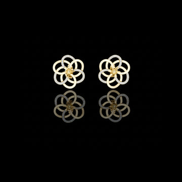 0.26 TCW Elegant Intertwined Floral Moissanite Diamond Stud Earrings with Pavé Accents
