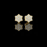 Celestial Star Round Moissanite Diamond Stud Earrings Cluster Sparkle with Scalloped Edges