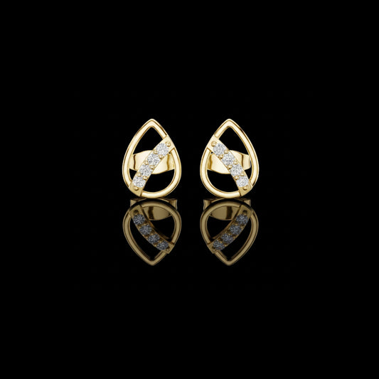 0.15 TCW Modern Teardrop Moissanite Diamond Stud Earrings with Brilliant Cut Accents