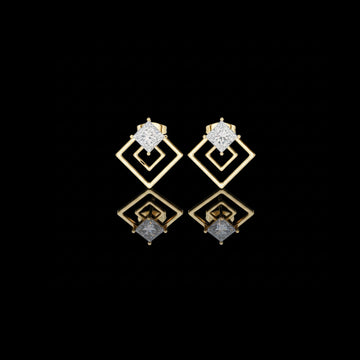 Artfully Princess Moissanite Diamond Modern Geometric Stud Earrings