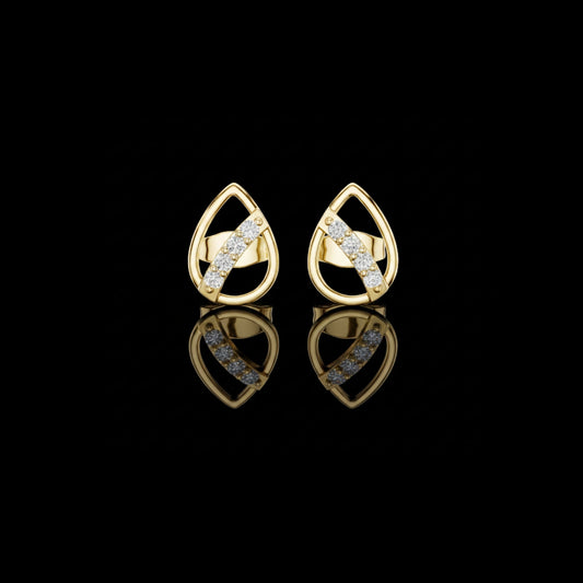 Modern Teardrop Round Moissanite Diamond Stud Earrings with Brilliant Cut Accents