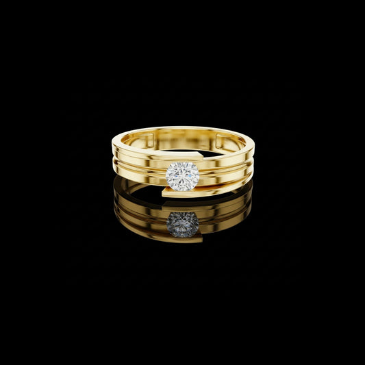 Round Cut Lab Grown Diamond Men's Tension Set Solitaire Ring