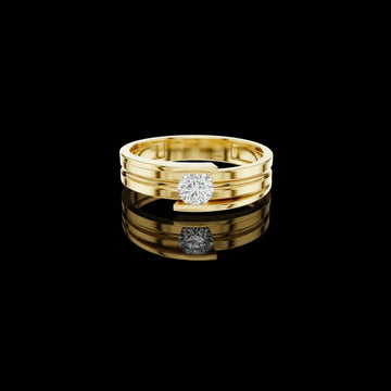 0.30 TCW Modern Open Edge Gold Lab Diamond Band with Floating Solitaire Accent For Soft Heart