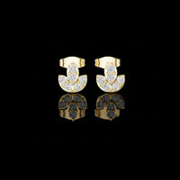 Lotus Bloom Moissanite Round Cut Diamond Earrings with Layered Petal Cluster Design