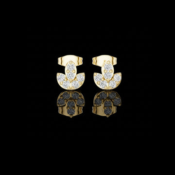 Lotus Bloom Moissanite Round Cut Diamond Earrings with Layered Petal Cluster Design