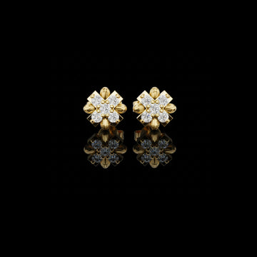 0.31 TCW Floral Cross Moissanite Diamond Stud Earrings with Sculpted Petal Motif Cluster