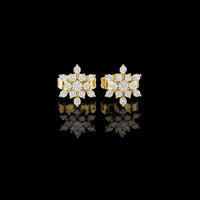 0.17 TCW Radiant Halo Cluster Stud Earrings with Round Brilliant Moissanite Diamonds