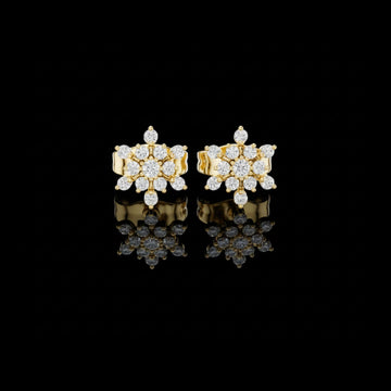 0.17 TCW Radiant Halo Cluster Stud Earrings with Round Brilliant Moissanite Diamonds