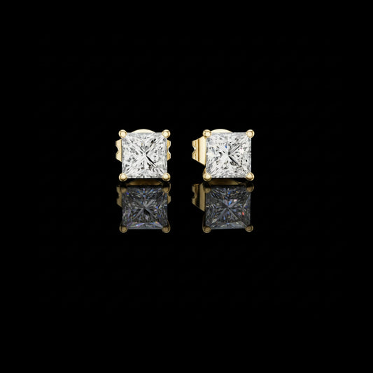 Signature Princess Cut Moissanite Diamond Stud Earrings Premium Square Design
