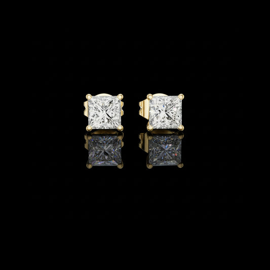 1.00 TCW Signature Moissanite Princess Cut Diamond Stud Earrings Premium Square Design