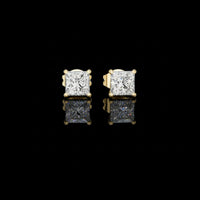 Signature Moissanite Princess Cut Diamond Stud Earrings Premium Square Design