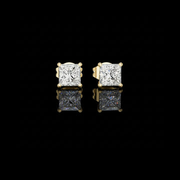 Signature Moissanite Princess Cut Diamond Stud Earrings Premium Square Design