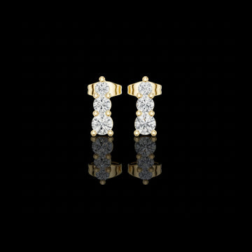 0.88 TCW Triple Round Moissanite Diamond Drop Stud Earrings for Timeless Everyday Luxury