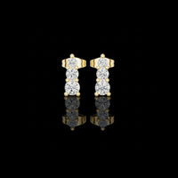 Triple Round Moissanite Diamond Drop Stud Earrings for Timeless Everyday
