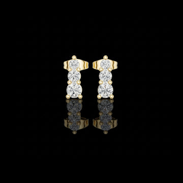 Triple Round Moissanite Diamond Drop Stud Earrings for Timeless Everyday