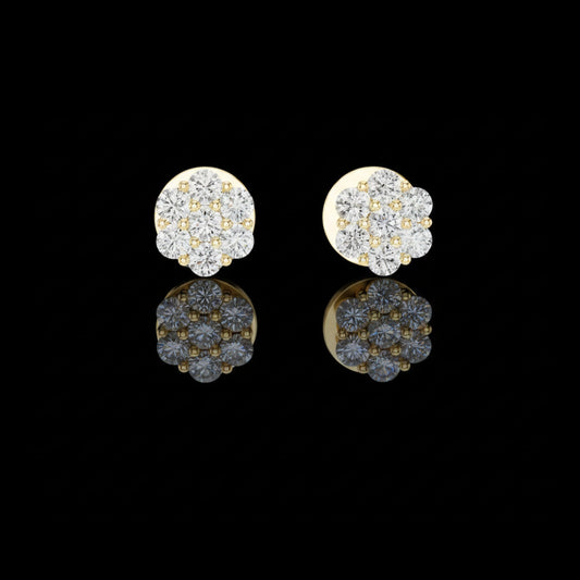 Noble Floral Cluster Round Cut Moissanite Diamond Stud Earrings