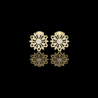0.66 TCW Ornate Mandala Moissanite Diamond Stud Earrings in Gold with Round Center Stone For Party